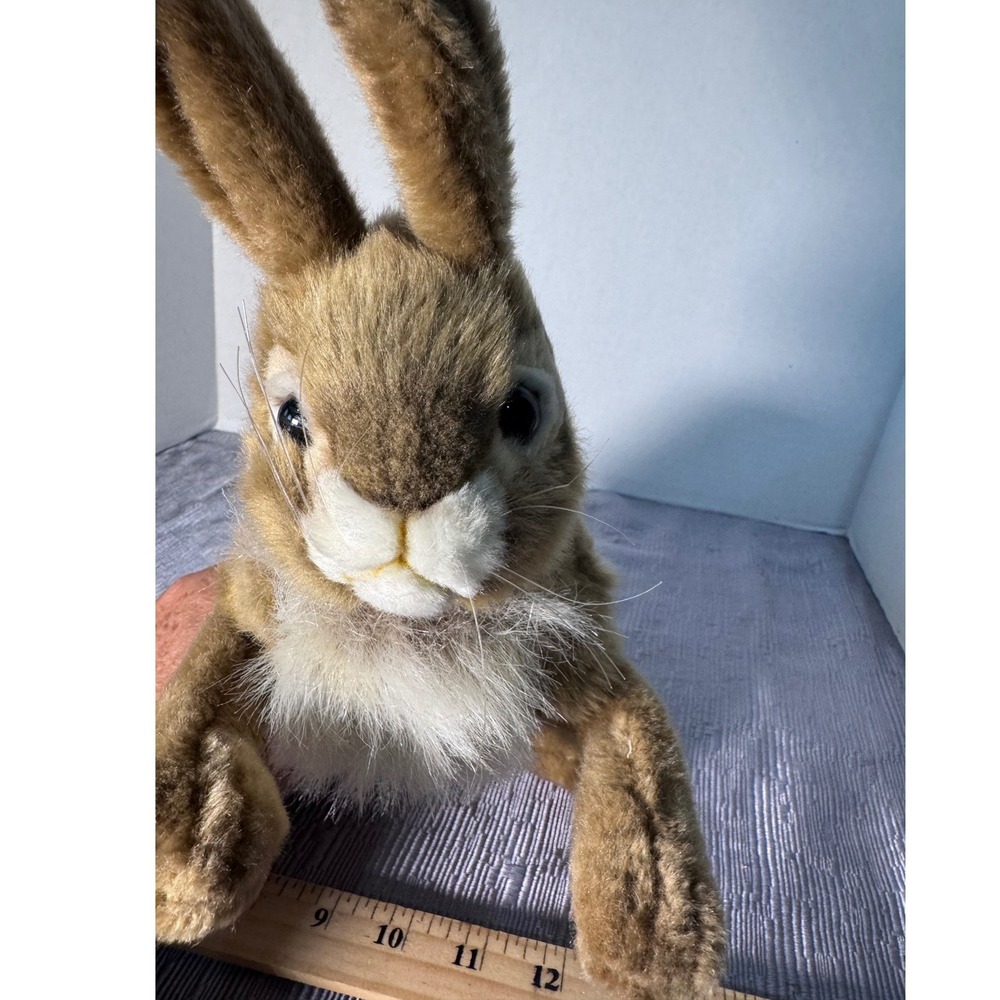 Hansa Creation Realistic Brown Rabbit Plush Toy Hare Collectible 2010 12 Inch